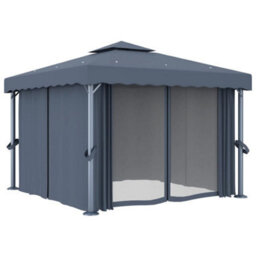 Walplus Gazebo With Curtain&led String Lights 3X3 M Anthracite - thumbnail 4