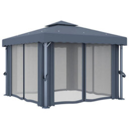 Walplus Gazebo With Curtain&led String Lights 3X3 M Anthracite - thumbnail 6