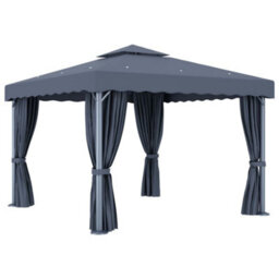 Walplus Gazebo With Curtain&led String Lights 3X3 M Anthracite - thumbnail 5