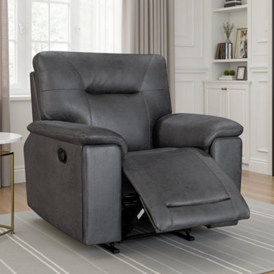 Faux Leather Grey Murcia Manual Recliner Chair - image 1