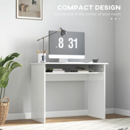 Homcom Computer Desk Writing Table Study Workstation Storage High Gloss White - thumbnail 6