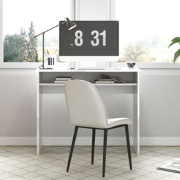 Homcom Computer Desk Writing Table Study Workstation Storage High Gloss White - thumbnail 8