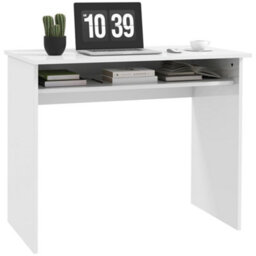Homcom Computer Desk Writing Table Study Workstation Storage High Gloss White - thumbnail 2