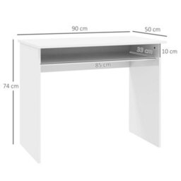 Homcom Computer Desk Writing Table Study Workstation Storage High Gloss White - thumbnail 3