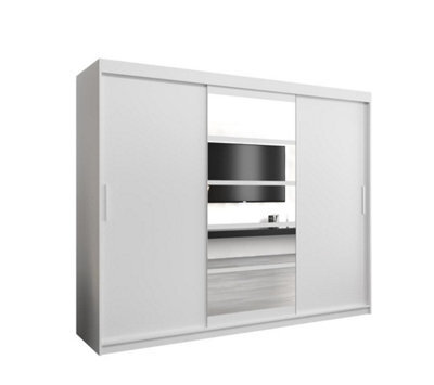 Arte Modern White Roma I Sliding Door Wardrobe W2500mm H2000mm D620mm Mirrored Elegant Storage Solution - image 1