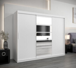 Arte Modern White Roma I Sliding Door Wardrobe W2500mm H2000mm D620mm Mirrored Elegant Storage Solution - thumbnail 2