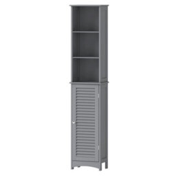Tall Bathroom Cabinet Slim Freestanding Bathroom Storage Cupboard Unit - thumbnail 1