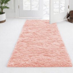 Aspire Homeware Non-Slip Pink Shaggy Rug Soft Fluffy Washable, Hallways And Entryways Runner, (L)220Cm X (W)60Cm - thumbnail 1