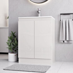 Belofay Denvor White 600mm Floor Standing Bathroom Vanity Unit With Basin - Cloakroom Vanity Unit With 1 Tap Hole Basin - thumbnail 1