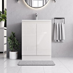 Belofay Denvor White 600mm Floor Standing Bathroom Vanity Unit With Basin - Cloakroom Vanity Unit With 1 Tap Hole Basin - thumbnail 2