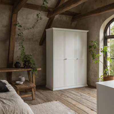 Wyld Haus Osaka Farmhouse 3-Door White Wooden Wardrobe - image 1