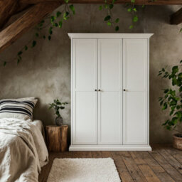 Wyld Haus Osaka Farmhouse 3-Door White Wooden Wardrobe - thumbnail 2