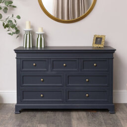 Melody Maison Large 7 Drawer Chest Of Drawers & Pair Of Bedside Tables - Daventry Navy Black Range - thumbnail 5