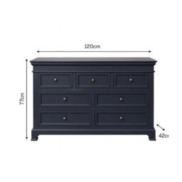 Melody Maison Large 7 Drawer Chest Of Drawers & Pair Of Bedside Tables - Daventry Navy Black Range - thumbnail 6