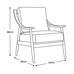Xample Gallery Reliant Brown Leather Armchair With Solid Oak Frame - Mid Century Modern Fully Assembled Accent Chair - thumbnail 2