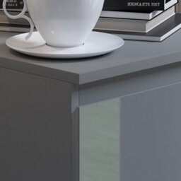 Fwstyle Gloss Grey Bedside Chest Table 2 Drawer 40% Extra Storage - thumbnail 4