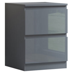 Fwstyle Gloss Grey Bedside Chest Table 2 Drawer 40% Extra Storage - thumbnail 7