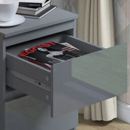 Fwstyle Gloss Grey Bedside Chest Table 2 Drawer 40% Extra Storage - thumbnail 6