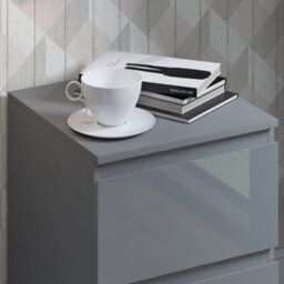 Fwstyle Gloss Grey Bedside Chest Table 2 Drawer 40% Extra Storage - thumbnail 3