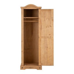 Seconique Corona 1 Door Single Wardrobe In Distressed Waxed Pine - thumbnail 4