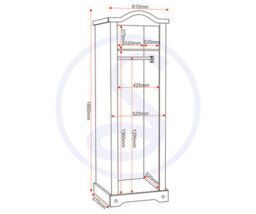 Seconique Corona 1 Door Single Wardrobe In Distressed Waxed Pine - thumbnail 7