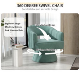 Seynar Green Stylish Swivel Barrel Accent Chair 360 Degree Velvet Upholstered Striped - thumbnail 4