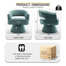 Seynar Green Stylish Swivel Barrel Accent Chair 360 Degree Velvet Upholstered Striped - thumbnail 2