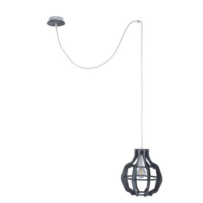 Luminosa Lighting Luminosa Bento Wire Frame Pendant Ceiling Light Small Grey, 28Cm, 1X E27, 200Cm Wire