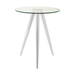 Orsina Elegant Round Bar Table, Tripod Base Circular Bar Table, Transparent Top Round High Table For Livingroom