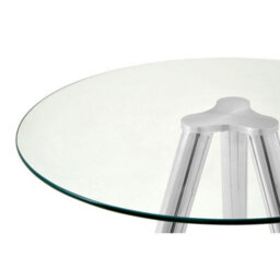 Orsina Elegant Round Bar Table, Tripod Base Circular Bar Table, Transparent Top Round High Table For Livingroom - thumbnail 4