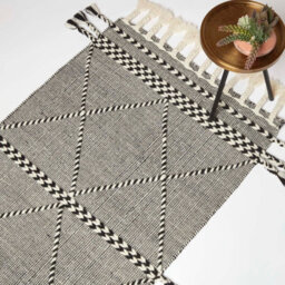 Homescapes Edessa Black & White Kilim Wool Rug 160 X 230 Cm - thumbnail 1