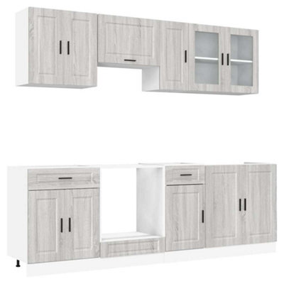 Berkfield Elegant 8 Piece Kitchen Cabinet Set Kalmar Grey Sonoma Engineered Wood