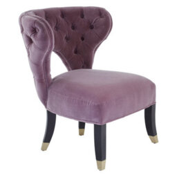 Orsina Lilac Feature Chair,plush Seat With Black Wooden Legs,button Tufted Accent Armchair,ocassional Chair