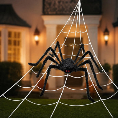 Giant Halloween Spider Web 5 Meter Fuzzy Outdoor Garden Scary Decoration Prop - image 1