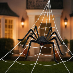 Giant Halloween Spider Web 5 Meter Fuzzy Outdoor Garden Scary Decoration Prop - thumbnail 1