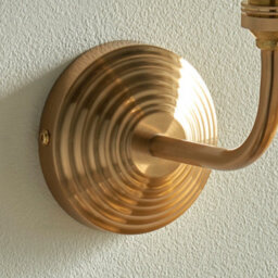 Luminosa Lighting Luminosa Obelisk Arc Brushed Aged Brass Plate Wall Light With Pearl Grey Fabric Ripple Shade 16Cm B22 - thumbnail 5