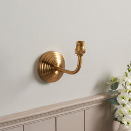 Luminosa Lighting Luminosa Obelisk Arc Brushed Aged Brass Plate Wall Light With Pearl Grey Fabric Ripple Shade 16Cm B22 - thumbnail 4