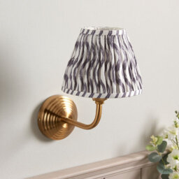 Luminosa Lighting Luminosa Obelisk Arc Brushed Aged Brass Plate Wall Light With Pearl Grey Fabric Ripple Shade 16Cm B22 - thumbnail 3