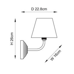 Luminosa Lighting Luminosa Obelisk Arc Brushed Aged Brass Plate Wall Light With Pearl Grey Fabric Ripple Shade 16Cm B22 - thumbnail 8