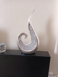 Biznest Silver Sparkle Crushed Jewel Loose Diamante Swirl Sculpture Shelf Sitter Shiny Mini Ornament Crystal Home Décor 25X13X8 Cm - thumbnail 3