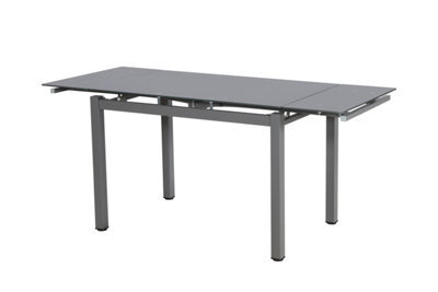 Modernique Grey Tempered Glass Extending Dining Table Extends 110 To 170 Cm - image 1