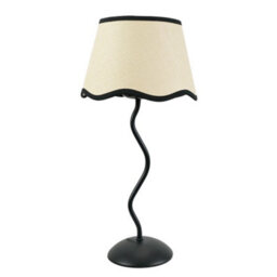 Valuelights Wiggle Black Metal Stem Table Lamp With Linen Scallop Black Trim Tapered Lamp Shade - thumbnail 2