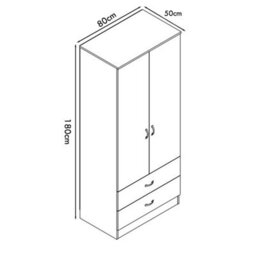 Fwstyle Chilton 2 Piece Gloss White Nursery Furniture Set - 2 Door 2 Drawer Combination Wardrobe, 6 Drawer Chest Of Drawers - thumbnail 8