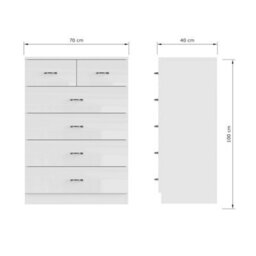 Fwstyle Chilton 2 Piece Gloss White Nursery Furniture Set - 2 Door 2 Drawer Combination Wardrobe, 6 Drawer Chest Of Drawers - thumbnail 7