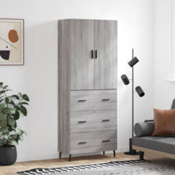 Berkfield Highboard Grey Sonoma 69.5X34X180 Cm Engineered Wood - thumbnail 1