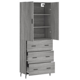 Berkfield Highboard Grey Sonoma 69.5X34X180 Cm Engineered Wood - thumbnail 4