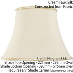 "20"" Bowed Oval Handmade Lamp Shade Cream Fabric Classic Table Light Bulb Cover" - thumbnail 2