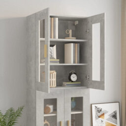 Berkfield Hanging Wall Cabinet Concrete Grey 69.5X34X90 Cm - thumbnail 8