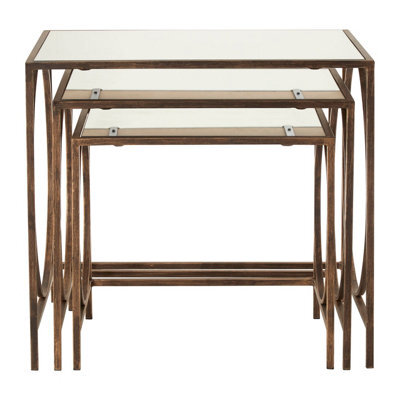 Orsina Geometric Design Nest Of 3 Tables, Modern Design Nesting Tables For Livingroom, Space Saving Small Tables - image 1
