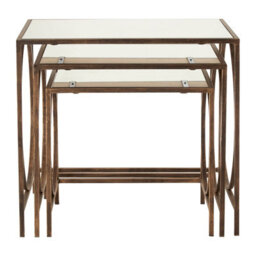 Premier Housewares Interiors By Premier Geometric Design Nest Of 3 Tables, Modern Design Nesting Tables For Livingroom, Space Saving Small Tables